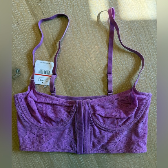 Free People Bralette Bundle XS NWT Lace & Longline Bras Pink + Burgundy Set (2) - Picture 2 of 5